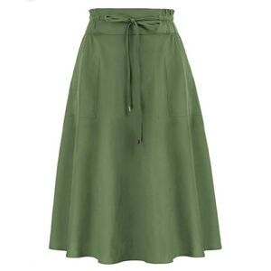 Kancy Kole sage green A-line midi skirt with pockets sz S